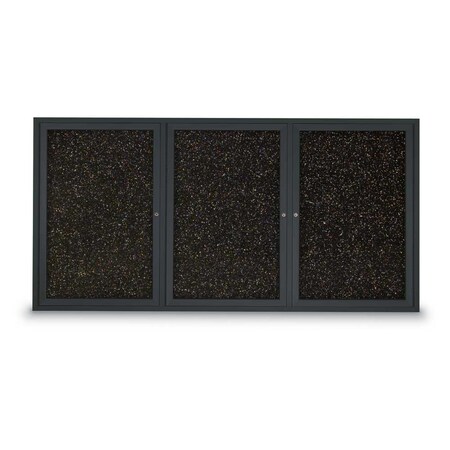 United Visual Products Sliding Door Indoor Enclosed Corkboard, 7 UV9027ACSH-SATIN-ULTMAR